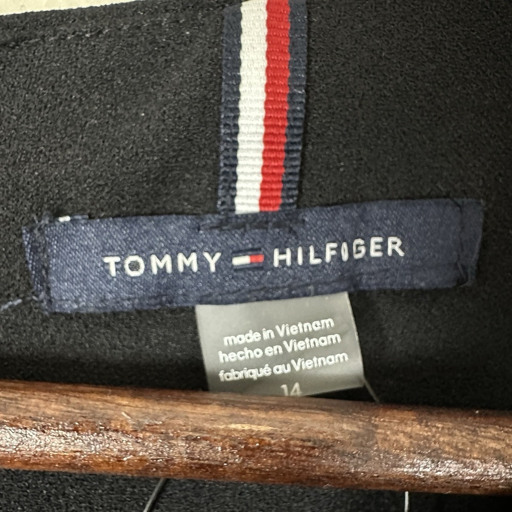 Tommy Hilfiger Women's 14 Contrast Trim Mini T-Shirt Dress 60s 70s Black NEW - Picture 4 of 6